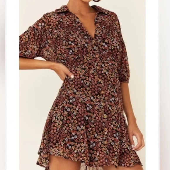 𝅺FREE People Bonnie Floral Mini Dress Size S - Picture 4 of 12